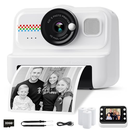 Appareil Photo Instantané Enfant, 2.4" Écran Appareil Photo Enfant Avec 32GBTF Rouleaux De Papier D'impression,1440P Vidéo Selfie Caméra Cadeau Noël Jouet Pour Enfant Garçons Filles De 3-12 Ans (Bleu