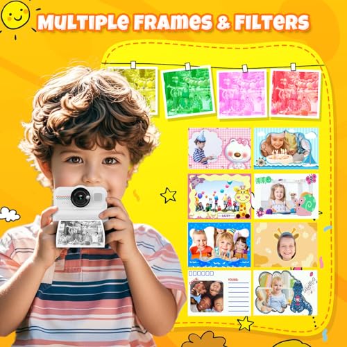 Appareil Photo Numérique Enfant Double Objectif HD 1080P – Carte SD 32G Incluse, 25 Cadres Rigolos, Jeux